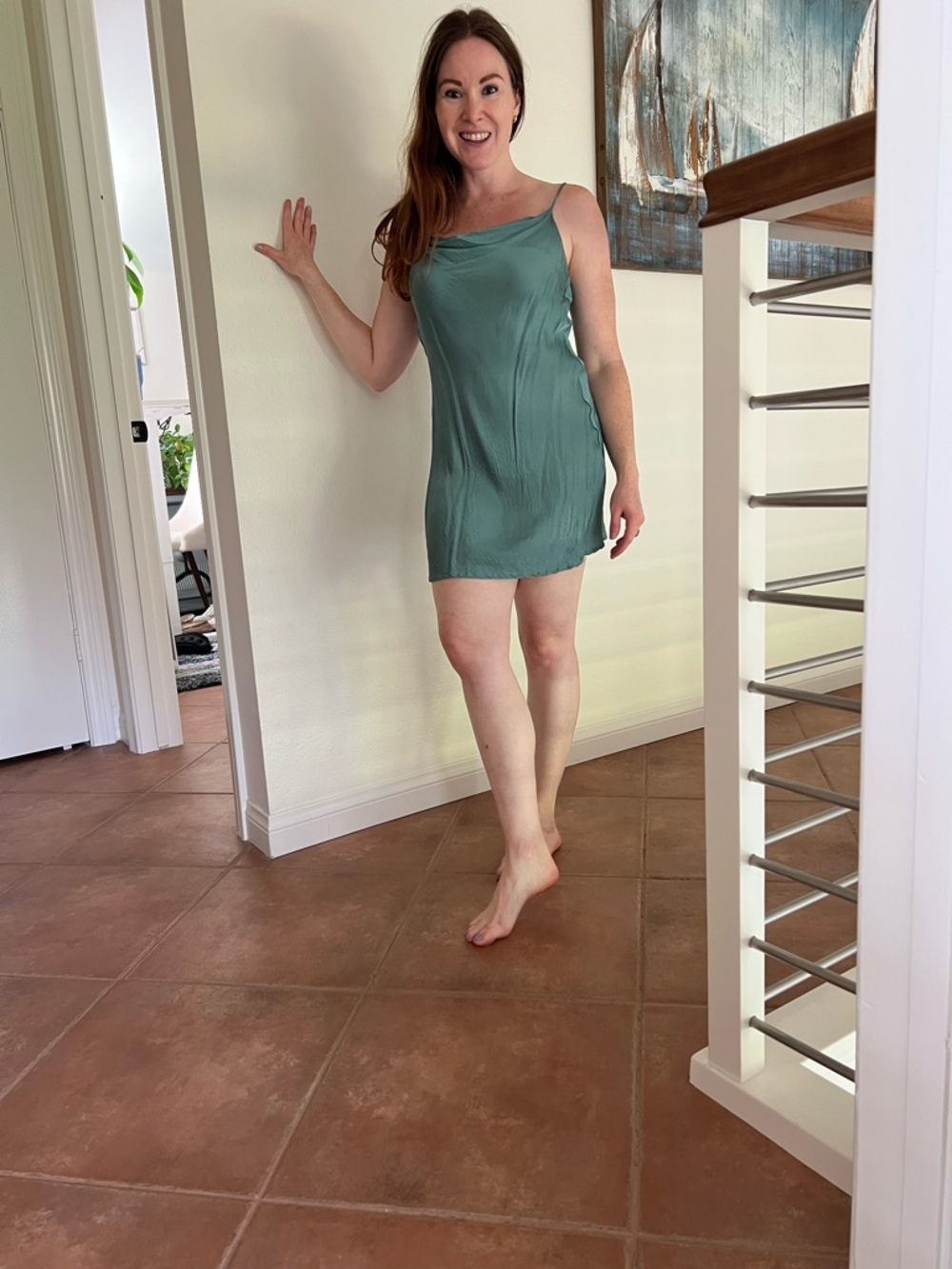 Olivaceous Blue Slip Dress